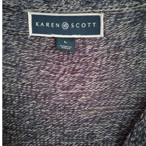 Karen Scott Turbo Cardigan Sweater Women's Large Blue Buttons Soft - Picture 9 of 11